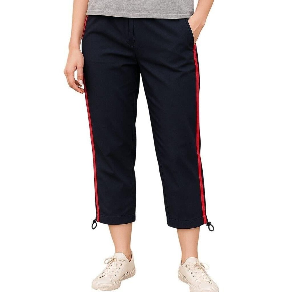 Lauren Ralph Lauren Active Cropped Pants Athletic Lounge Red Stripe Detail 8 VTG